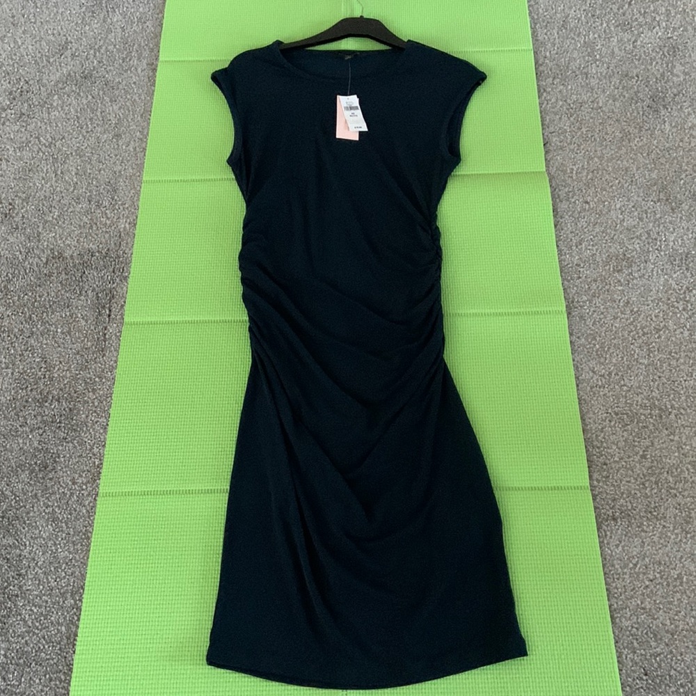 Banana Republic navy blue shirred dress.